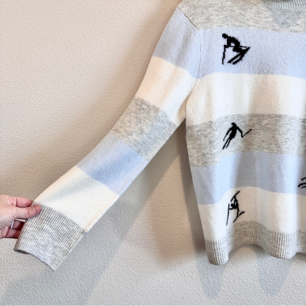 Coastal Ski Lodgecore Après Ski Turtleneck Ski Sweater Blue Gray CeCe L A85 - Picture 6 of 11